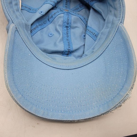 Vineyard Vines Hat Blue Logo Whale Adjustable Baseball Adults Cap Distressed - Picture 8 of 9